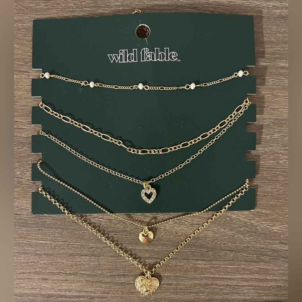 Brand new Wild Fable gold necklace set